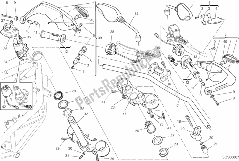 Todas las partes para Manillar Y Controles de Ducati Hypermotard USA 821 2013